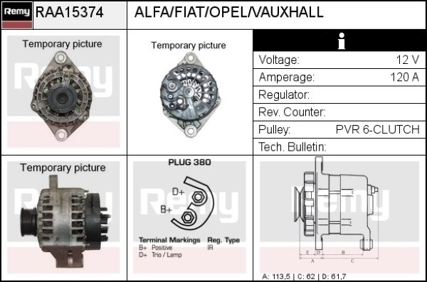 DELCO REMY Генератор RAA15374